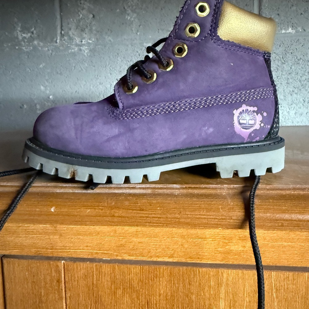 Timberland Kids Purple and Gold Boots